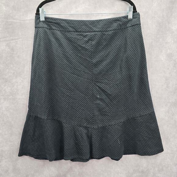 Ann Taylor Navy Blue Stripe Vintage Flare Knee Length Executive Skirt Plus 14 - Picture 1 of 6